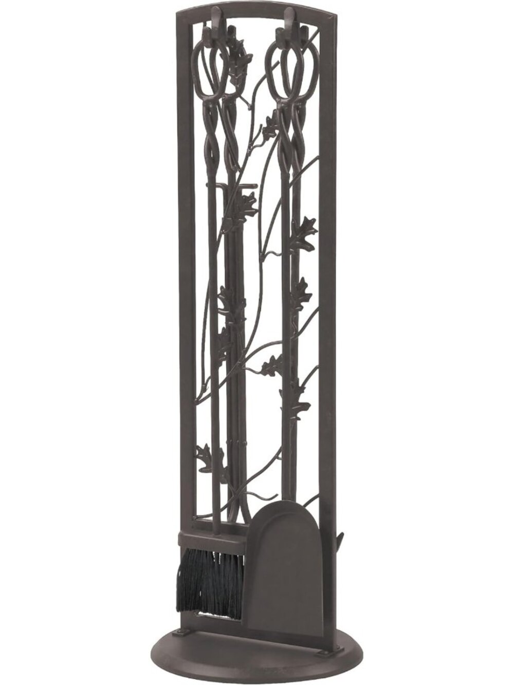 5-Piece Fireplace Tool Set, Oak Leaf Design, 30" Height, Colonial Brown Finish
